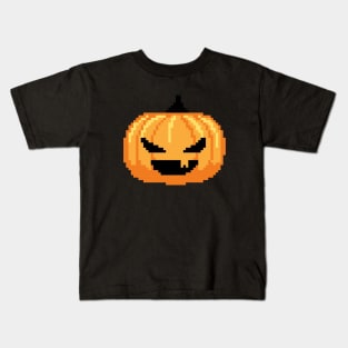 Scary Pumpkin Pixel Art Kids T-Shirt